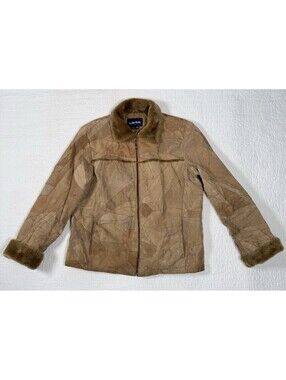 Leather Works Womens 2XL Suede Patchwork Jacket Faux Fur Boho Y2K Western